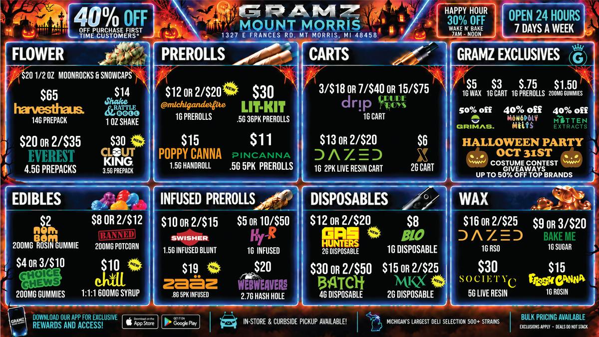 Gramz Cannabis - Mt. Morris 30% Off Happy Hour + $20 Half Oz | Gramz Mt Morris