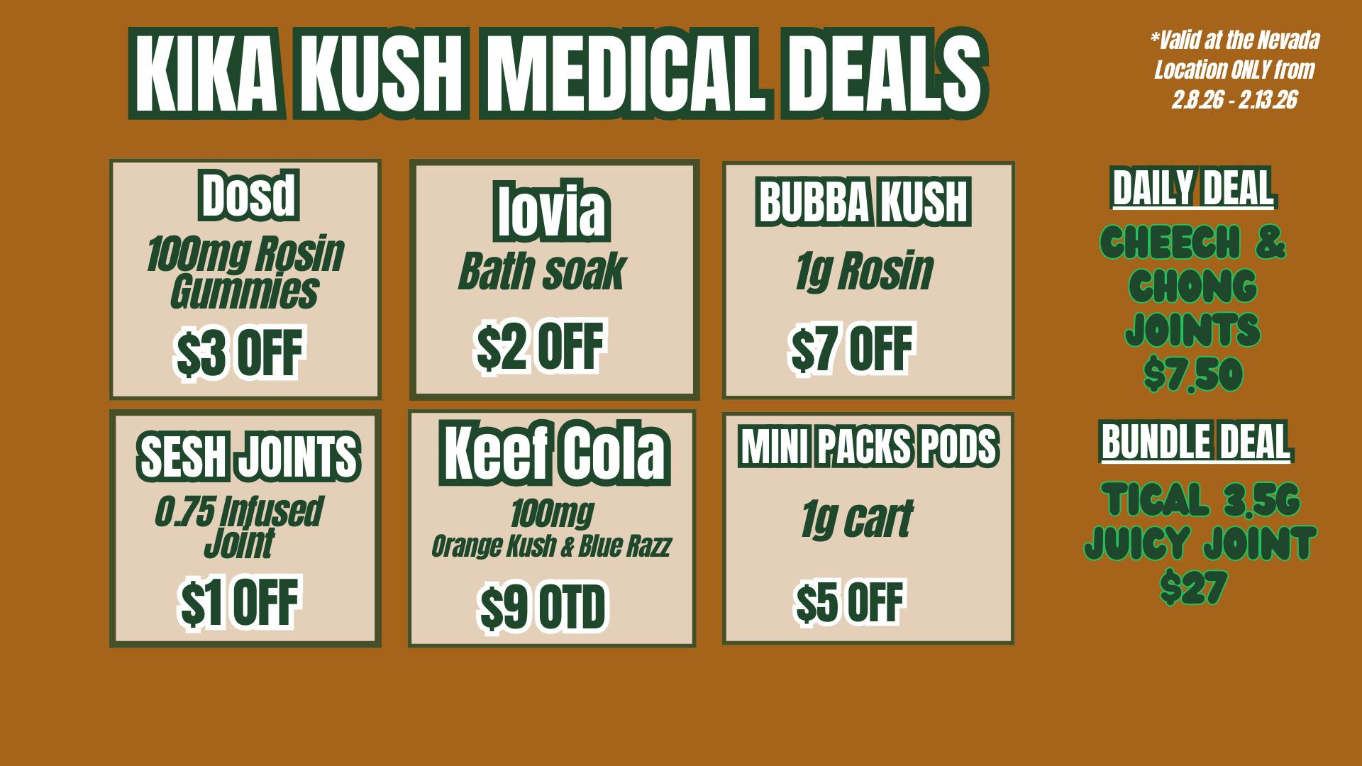 Kika Kush-Nevada Weekly Deals - Nevada Location