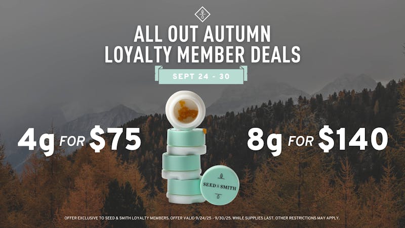 Seed & Smith Cannabis All Out Autumn - Live Resin at $75/4g or $140/8g