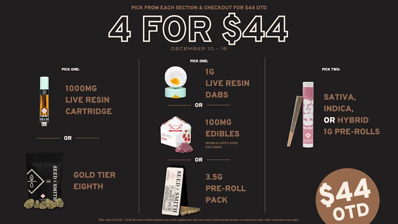 Seed & Smith Cannabis 4 for $44 OTD