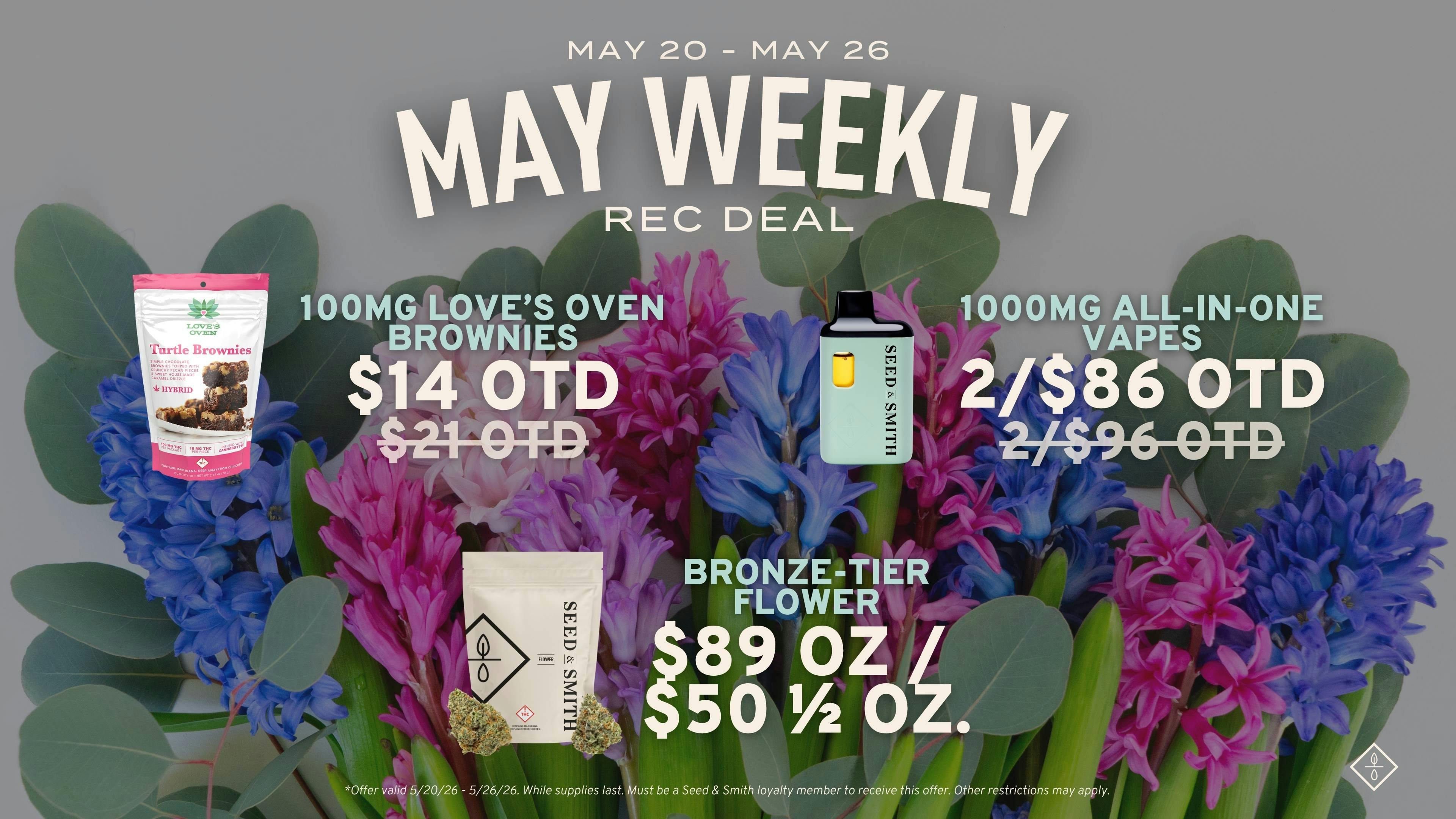 Seed & Smith Cannabis Save on disposables, brownies + flower