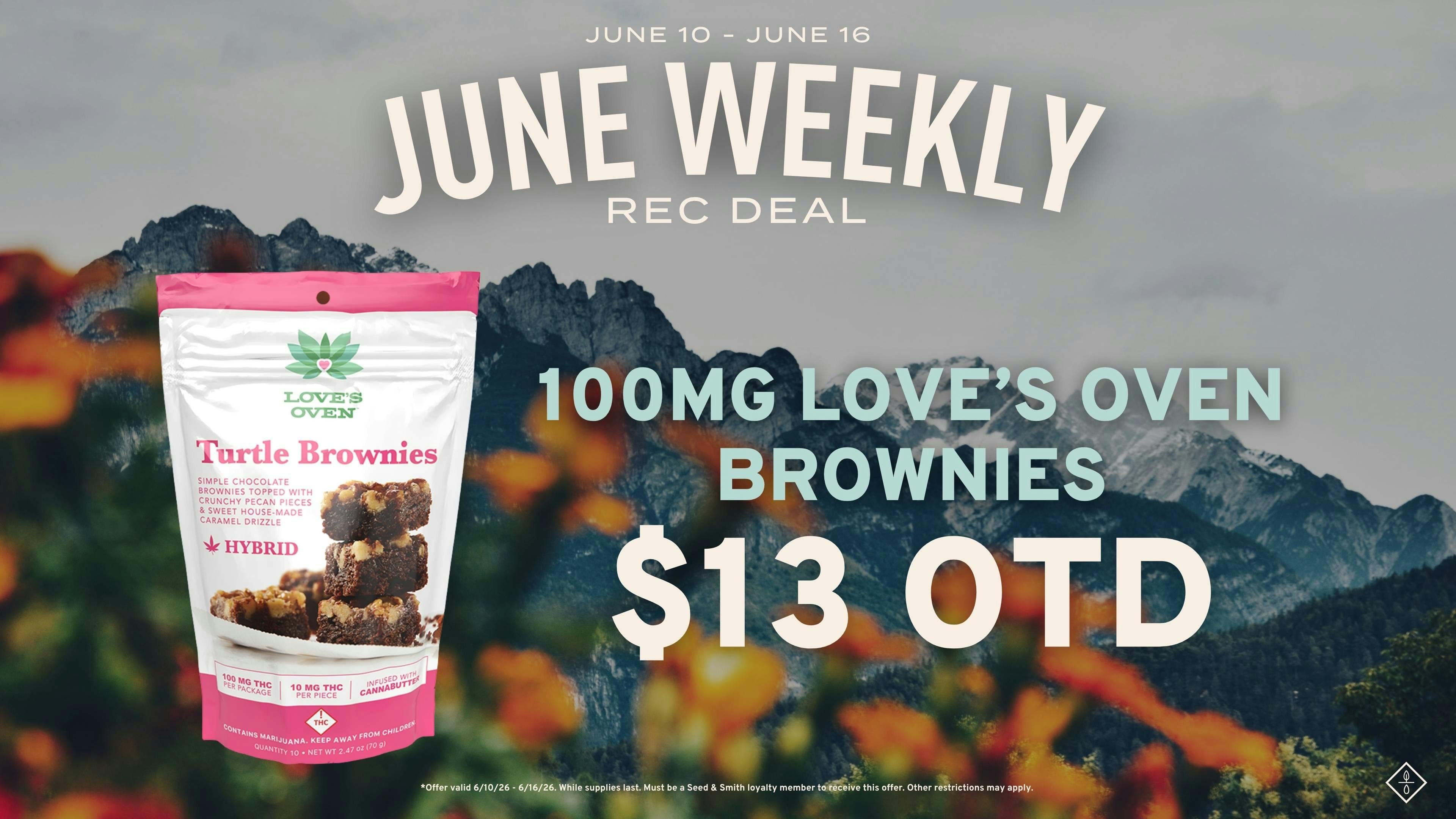 Seed & Smith Cannabis Love's Oven Brownies for $13 OTD