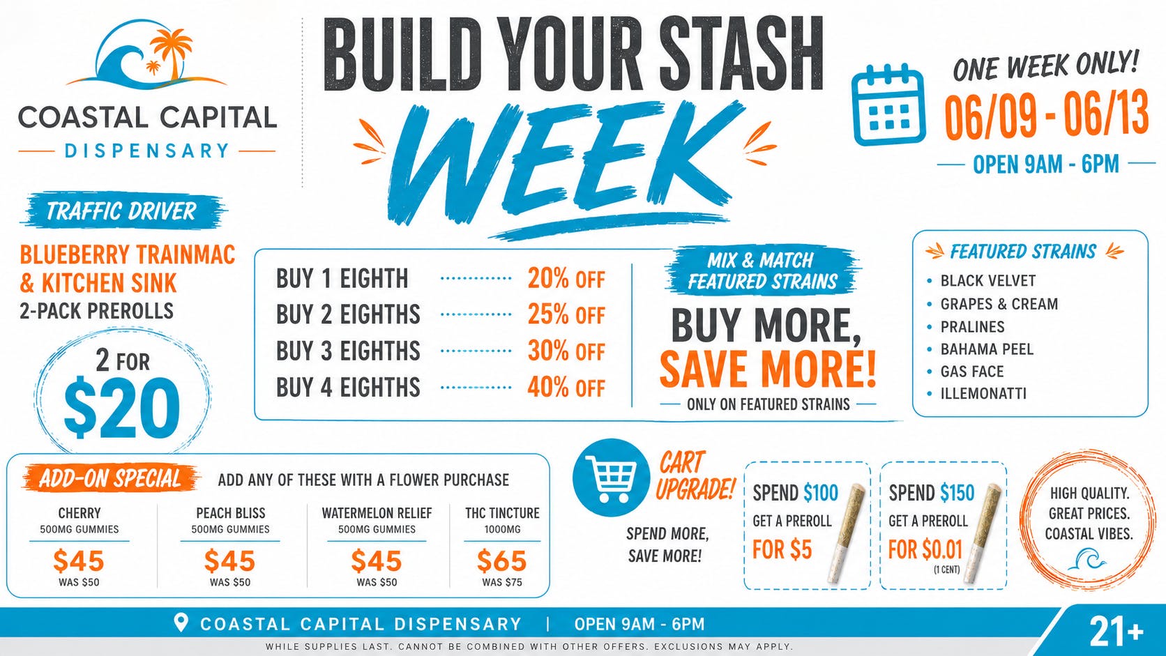 Coastal Capital Dispensary Build Your Stash Sale!