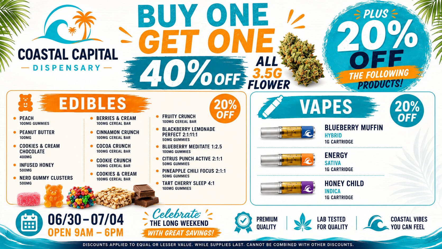Coastal Capital Dispensary Weekly Sale thru July 4th!