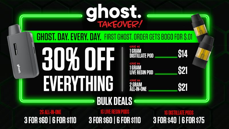 PurLife Dispensary - Menaul 30% Off Ghost Vapes!