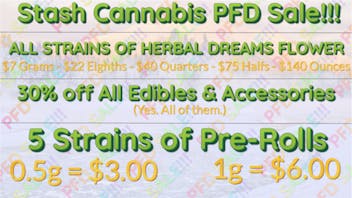 Stash Cannabis Company PFD Sale!! It's a big one!! (unlike the PFD...)
