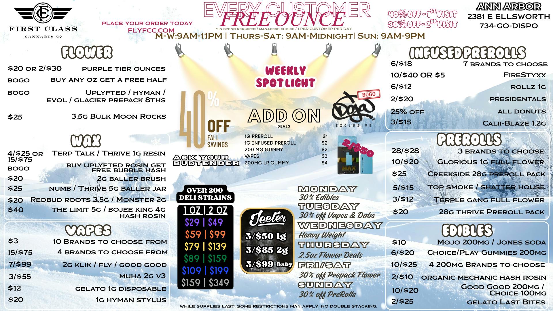 First Class Cannabis - Ann Arbor FREE OUNCE for EVERY CUSTOMER