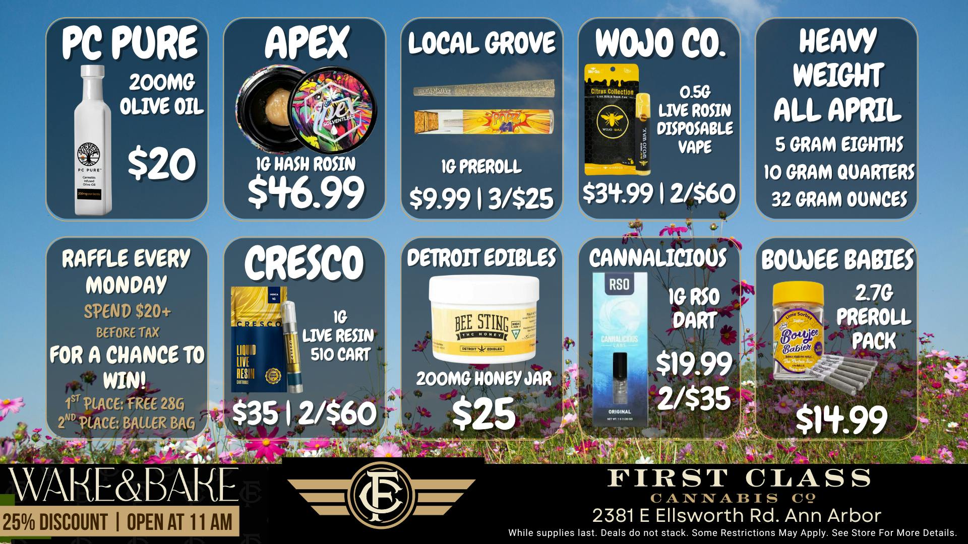 First Class Cannabis - Ann Arbor Extra Grams All April!