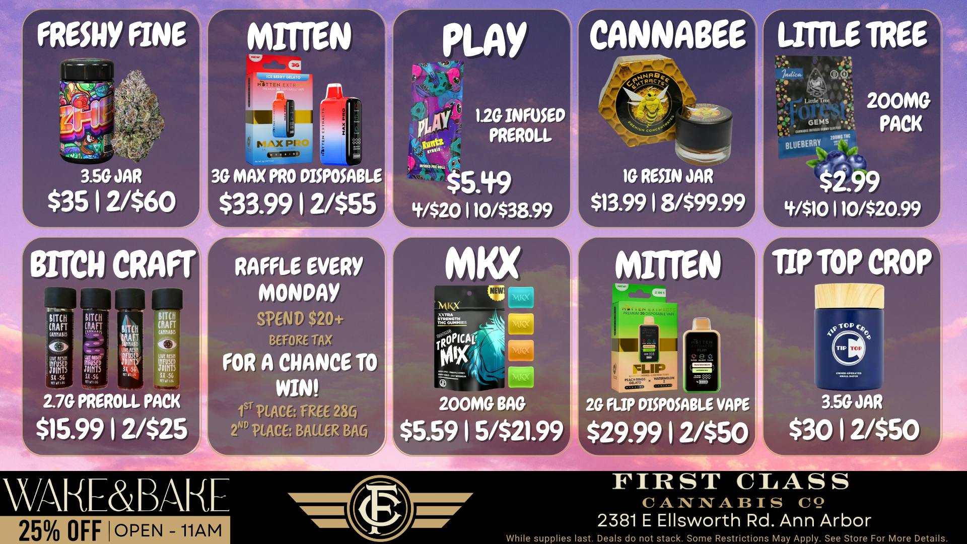 First Class Cannabis - Ann Arbor Great Deals for May!