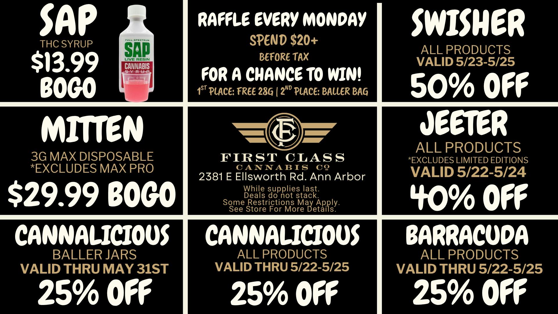First Class Cannabis - Ann Arbor Deals Thru May
