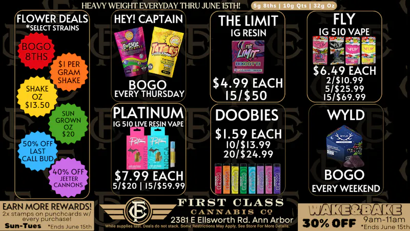 First Class Cannabis - Ann Arbor June Deals At First Class Ann Arbor