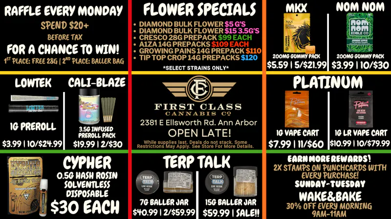 First Class Cannabis - Ann Arbor August 18 - August 31