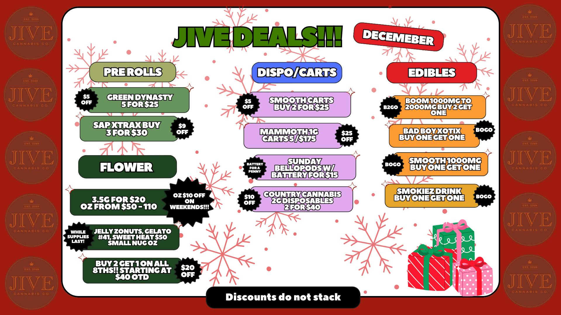 The Jive Dispensary - Tulsa B2G1 EIGHTHS DEAL & 3 SELECTED $50 SMALL NUG OZ