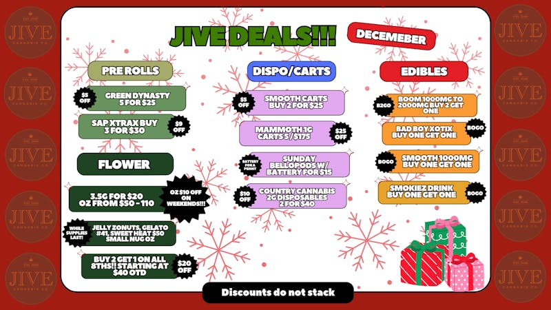 The Jive Dispensary - Tulsa B2G1 EIGHTHS DEAL & 3 SELECTED $50 SMALL NUG OZ