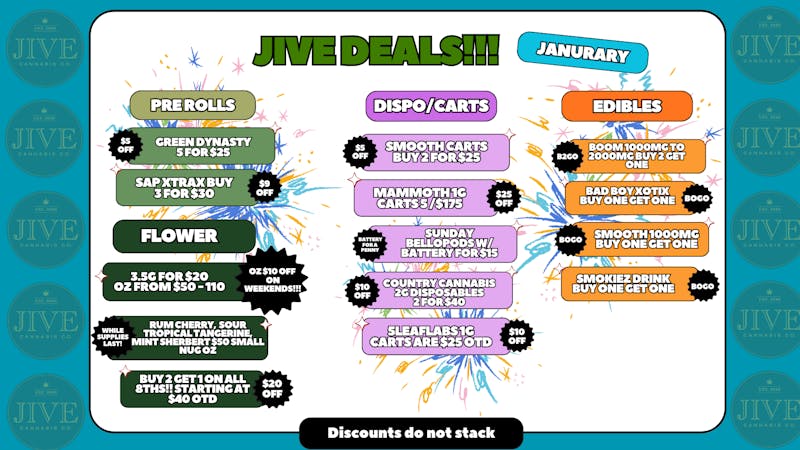 The Jive Dispensary - Tulsa B2G1 ALL JIVE FLOWER EIGTHS! AND $50 SMALL NUG OZ