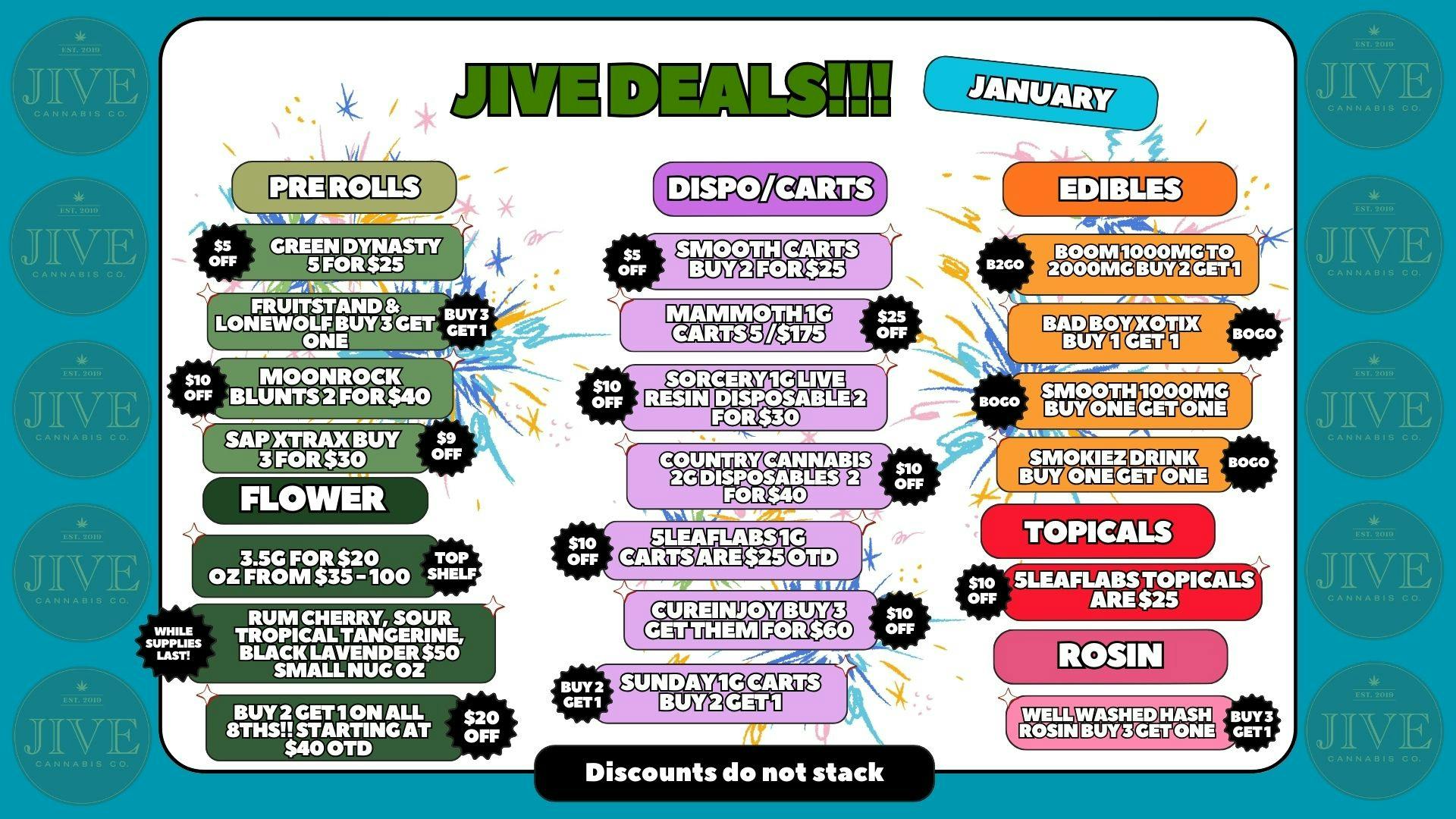 The Jive Dispensary - Tulsa B2G1 ALL JIVE FLOWER EIGTHS! & $50 SMALL NUG OZ