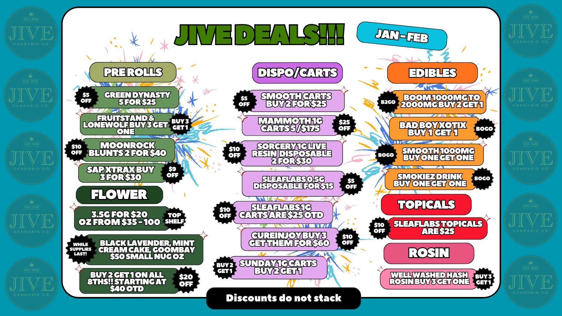 The Jive Dispensary - Tulsa B2G1 ALL JIVE FLOWER EIGHTHS! & $50 SMALL NUG OZ