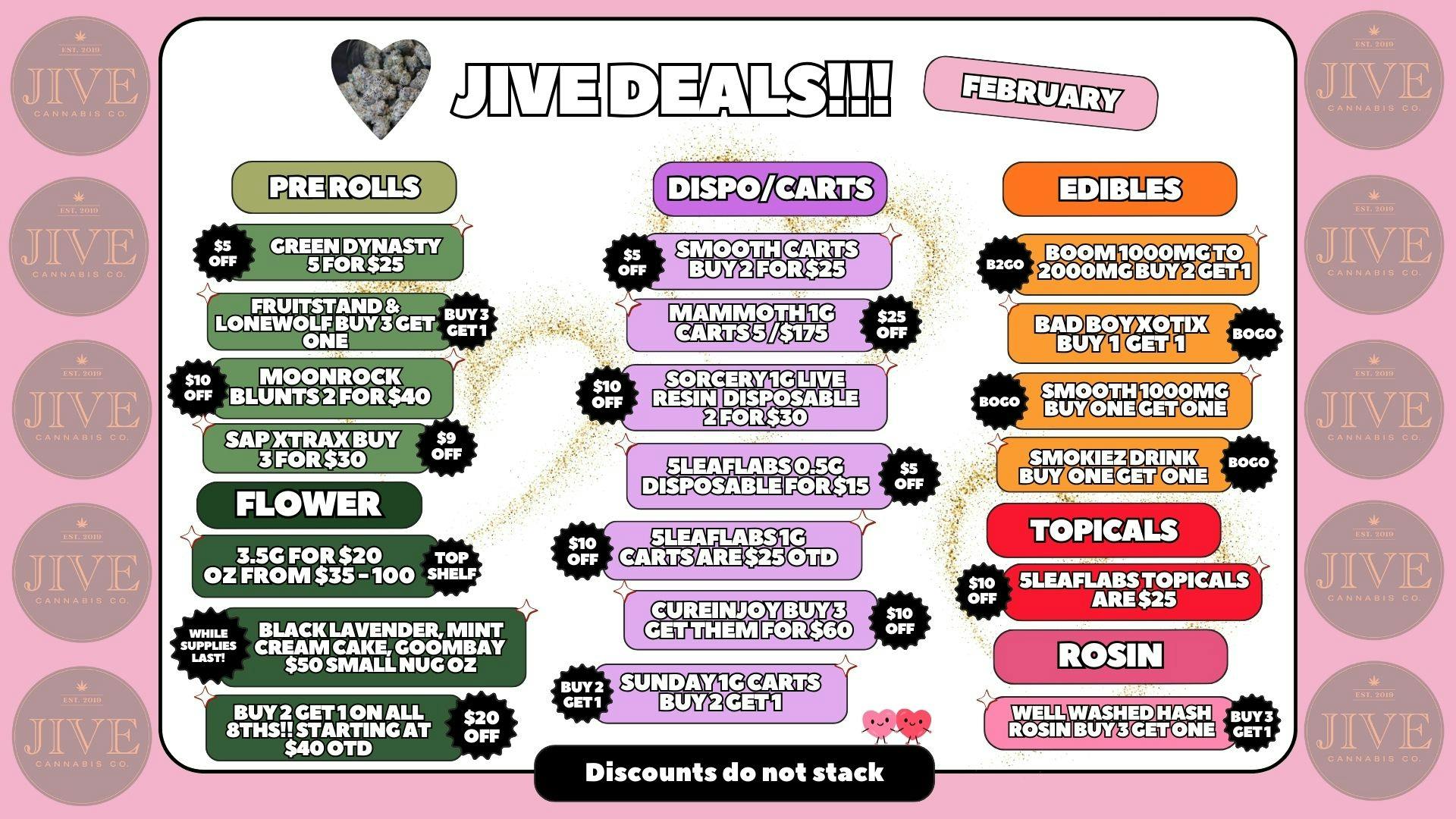 The Jive Dispensary - Tulsa 💘February Flower Deals: B2G1 8ths • $35-$120 Oz •