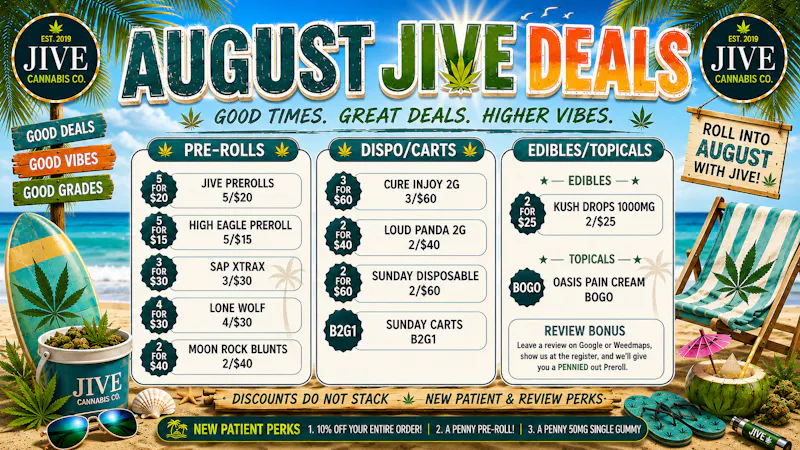 The Jive Dispensary - Tulsa JIVE $10 8ths and $35 Shake Oz OTD!