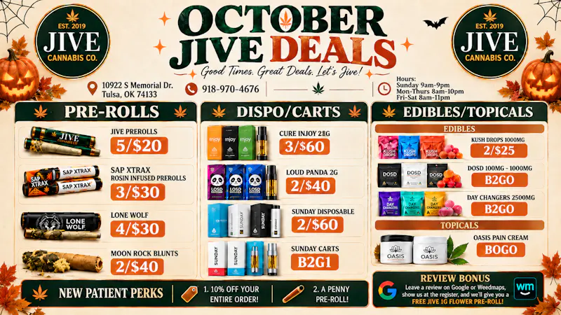 The Jive Dispensary - Tulsa JIVE OCTOBER FLOWER DEALS 👻🍃
