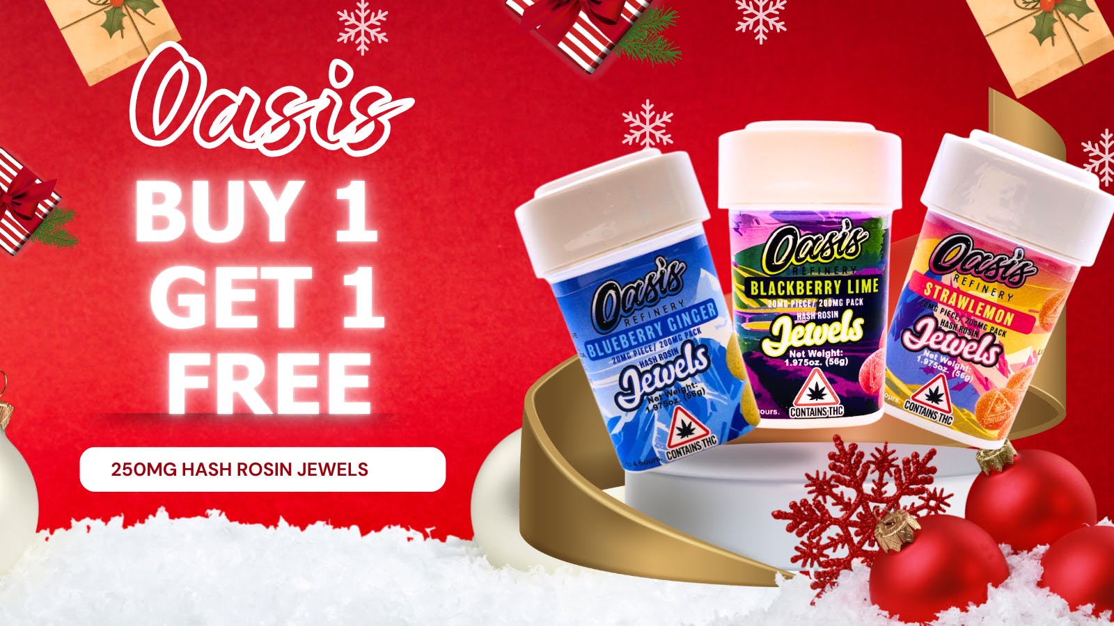 First Class Cannabis BOGO OASIS 250MG HASH ROSIN JEWELS