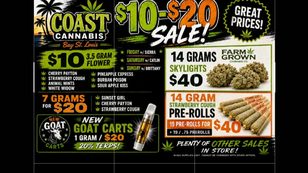 Coast Cannabis Biggest Sale🇺🇸 $10/3.5 🇺🇸 $10/1 gr cart🇺🇸