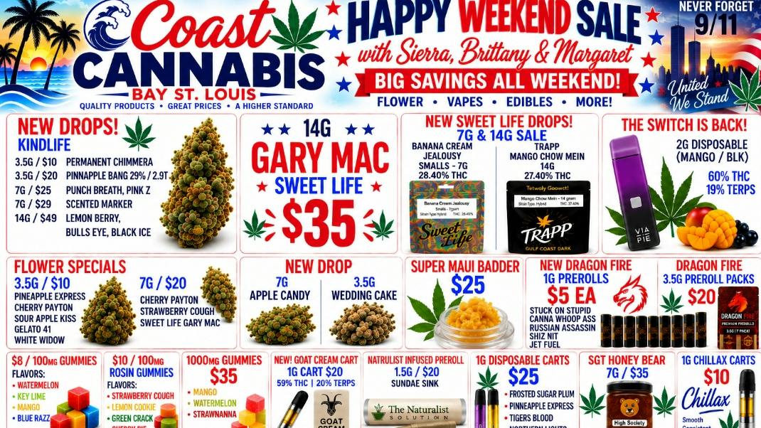 Coast Cannabis Bangers🇺🇸 $10 carts 1 gr. /$10 3.5 flower /$35