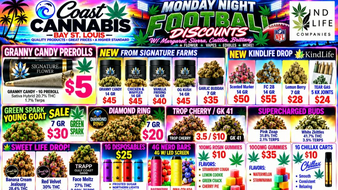 Coast Cannabis $5 Preroll🇺🇸 $10 carts/$10 3.5 flower 🌼 🌸