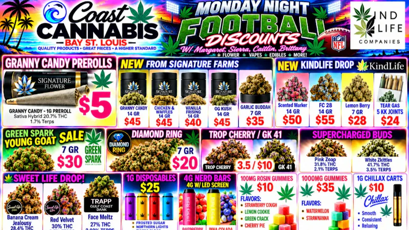 Coast Cannabis $5 Preroll🇺🇸 $10 carts/$10 3.5 flower 🌼 🌸