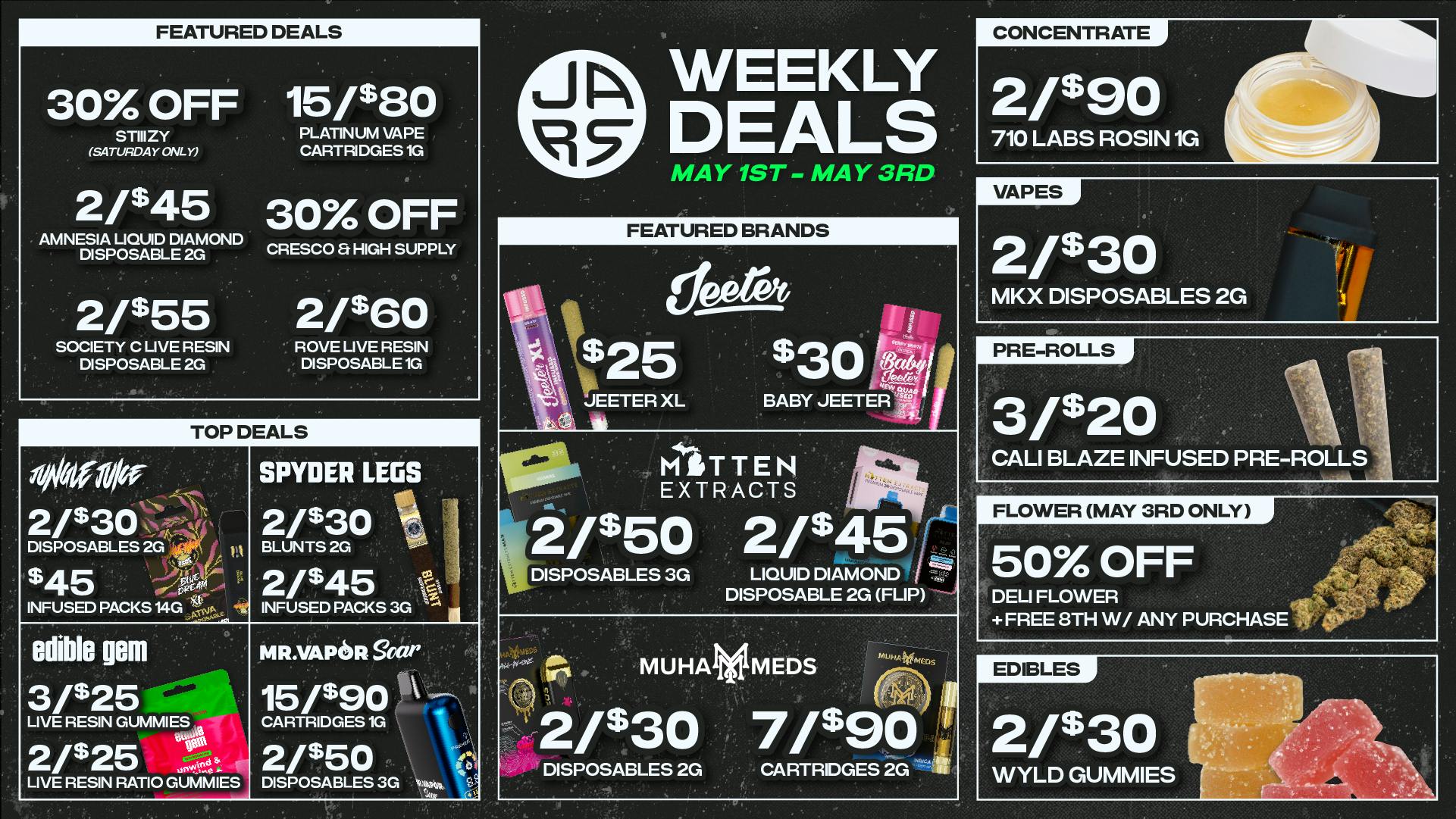 JARS Cannabis - Lansing May 3rd - 50% Off Deli Flower