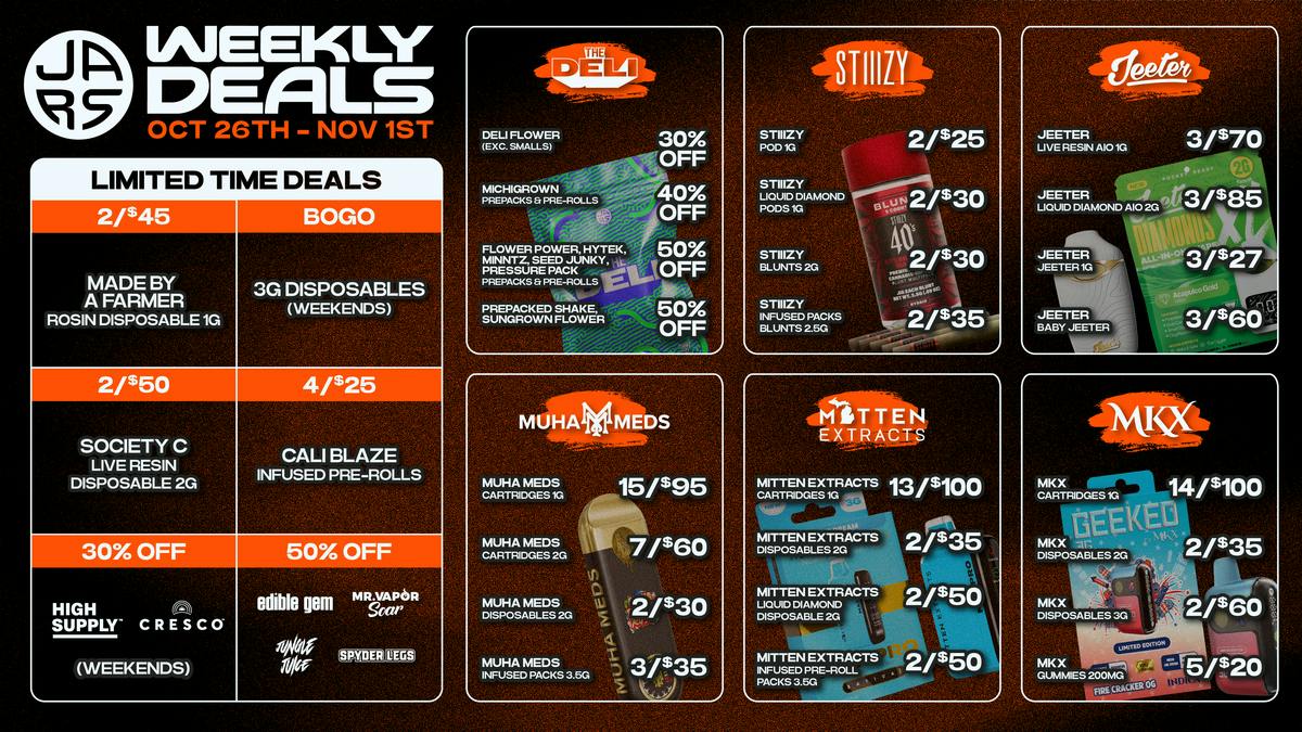 JARS Cannabis - Norway UP TO 50% OFF DELI FLOWER + 2/$30 MUHA 2G DISPOS