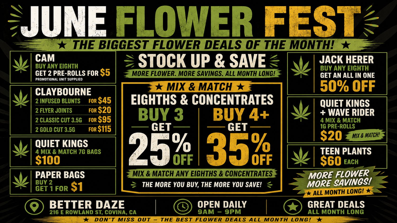 Better Daze Dispensary Save on Flower with 35% off