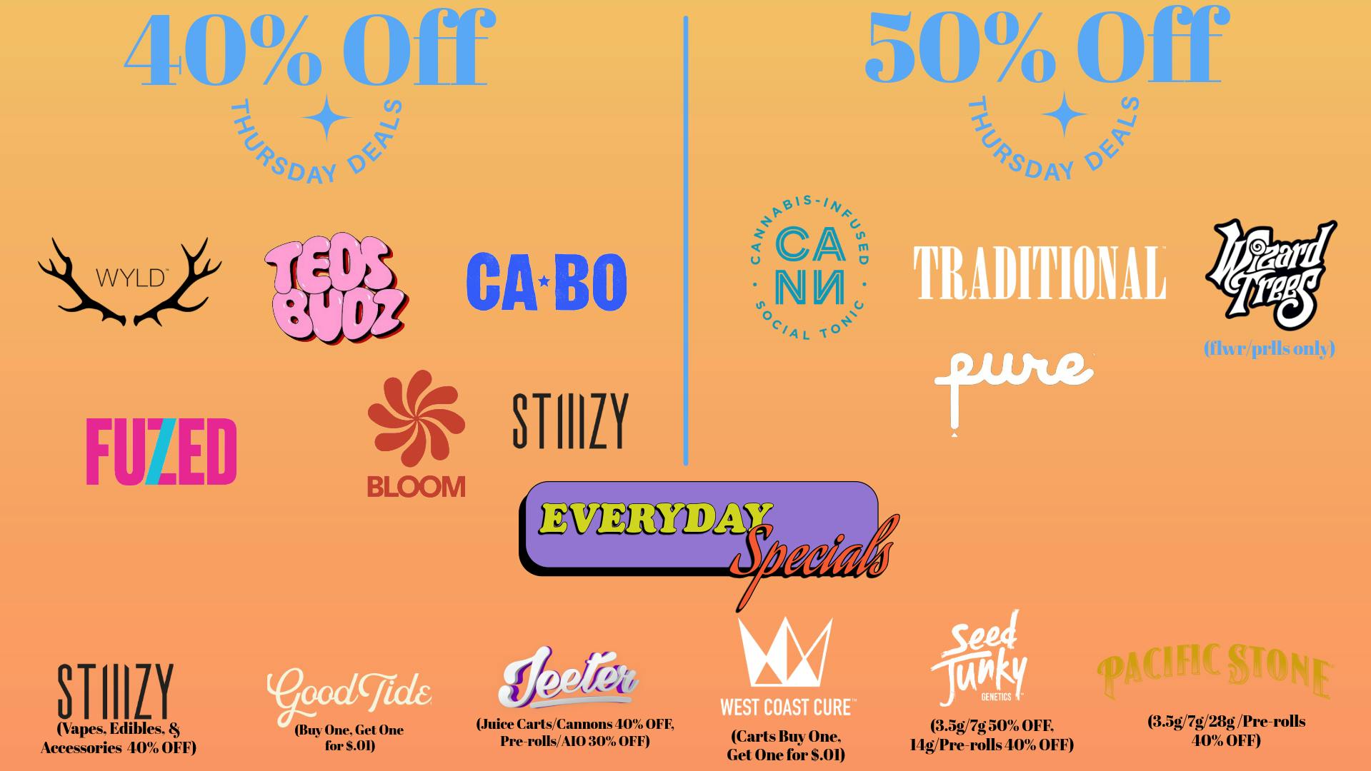 The Ounce 40% Off Teds, Wyld, jeeter ...