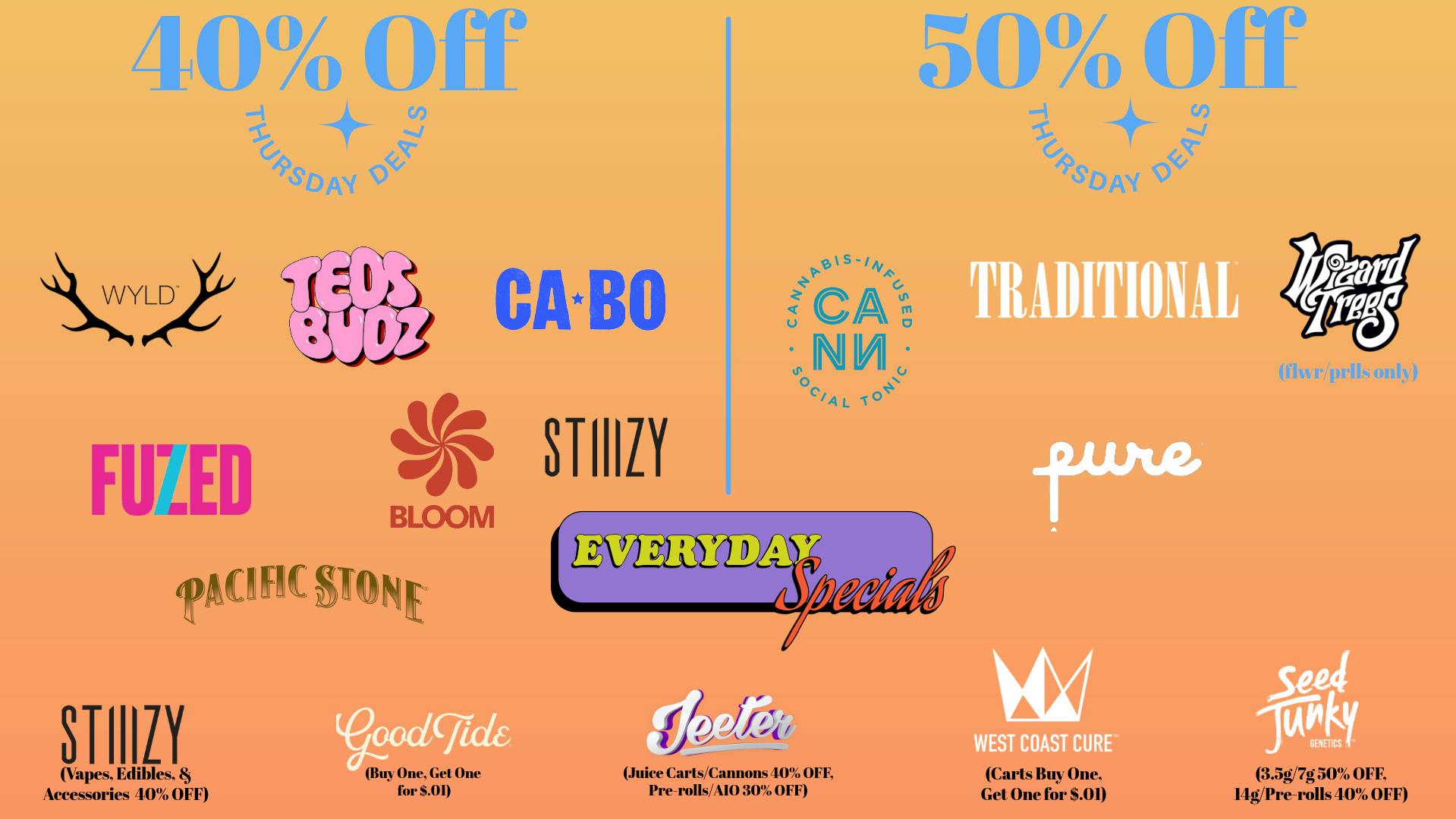 The Ounce 40% Off Teds, Wyld, jeeter ...