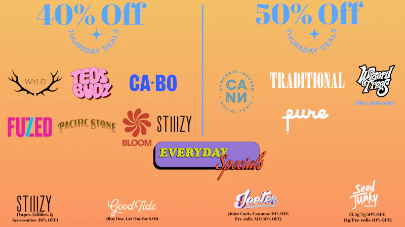 The Ounce 40% Off Teds, Wyld, jeeter ...