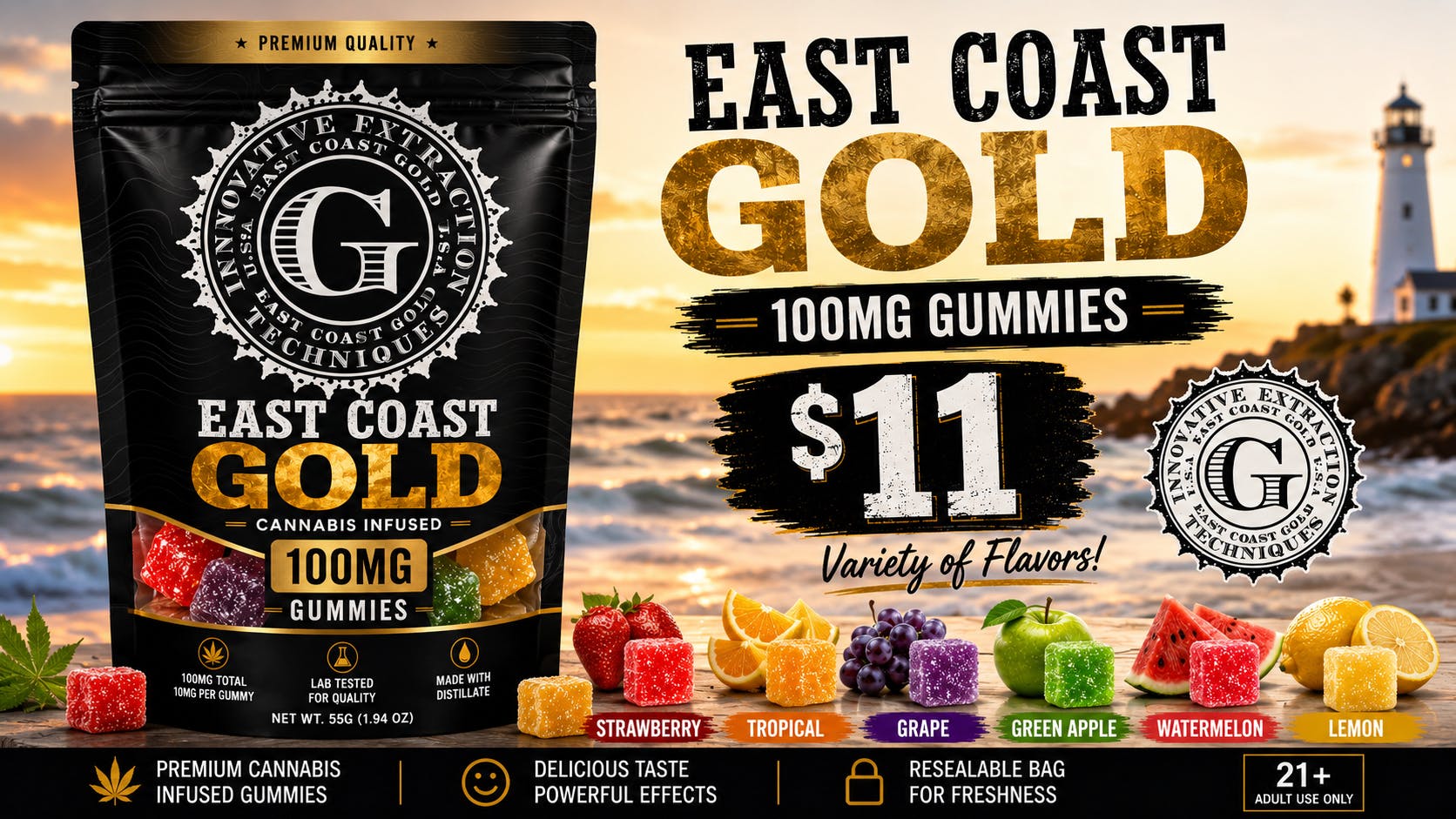 Ganja World - Bangor New East Coast Gold 100mg Gummies