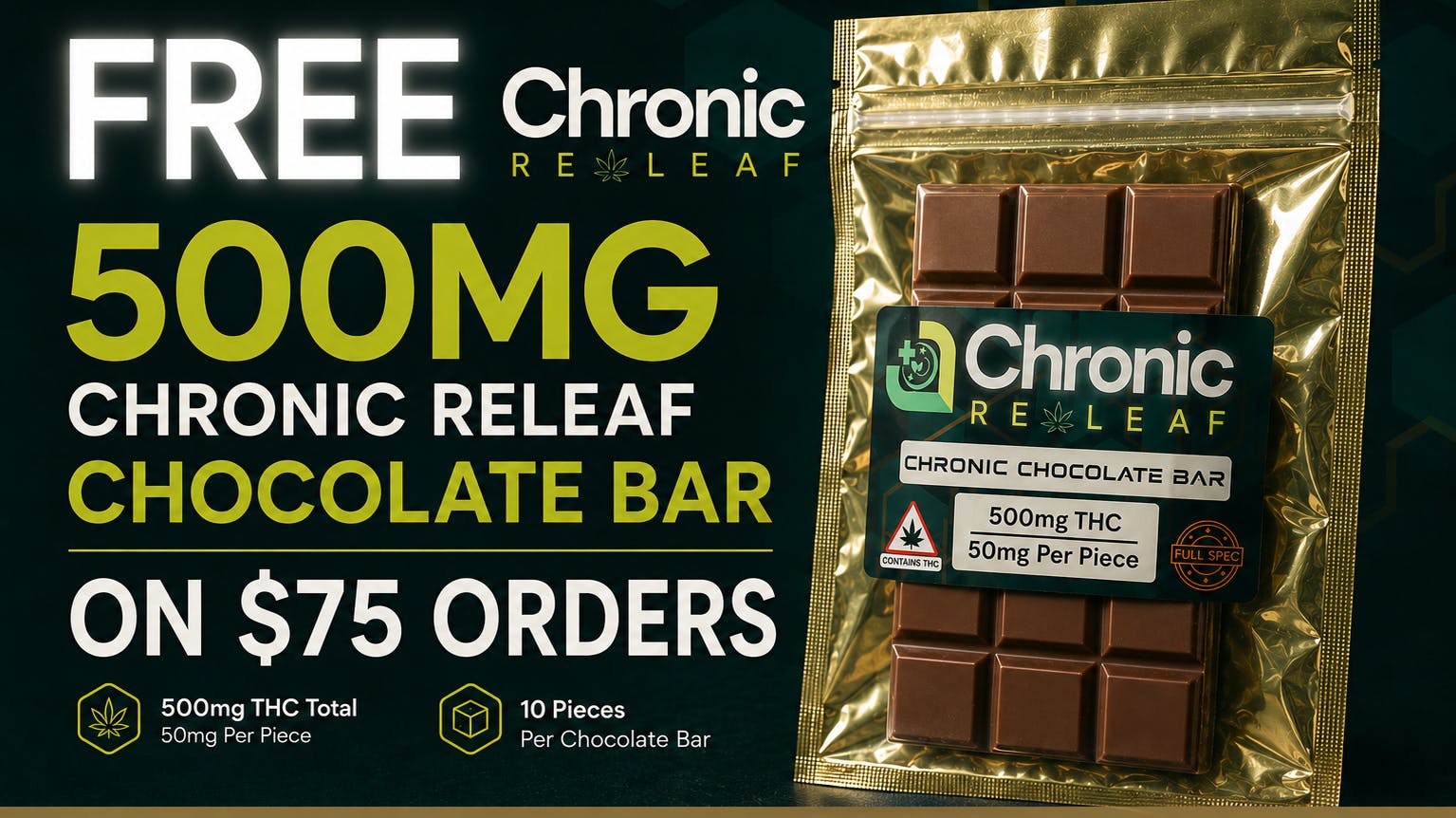 Ganja World FREE 500MG CHRONIC BAR ON $75+ ORDERS 🍫