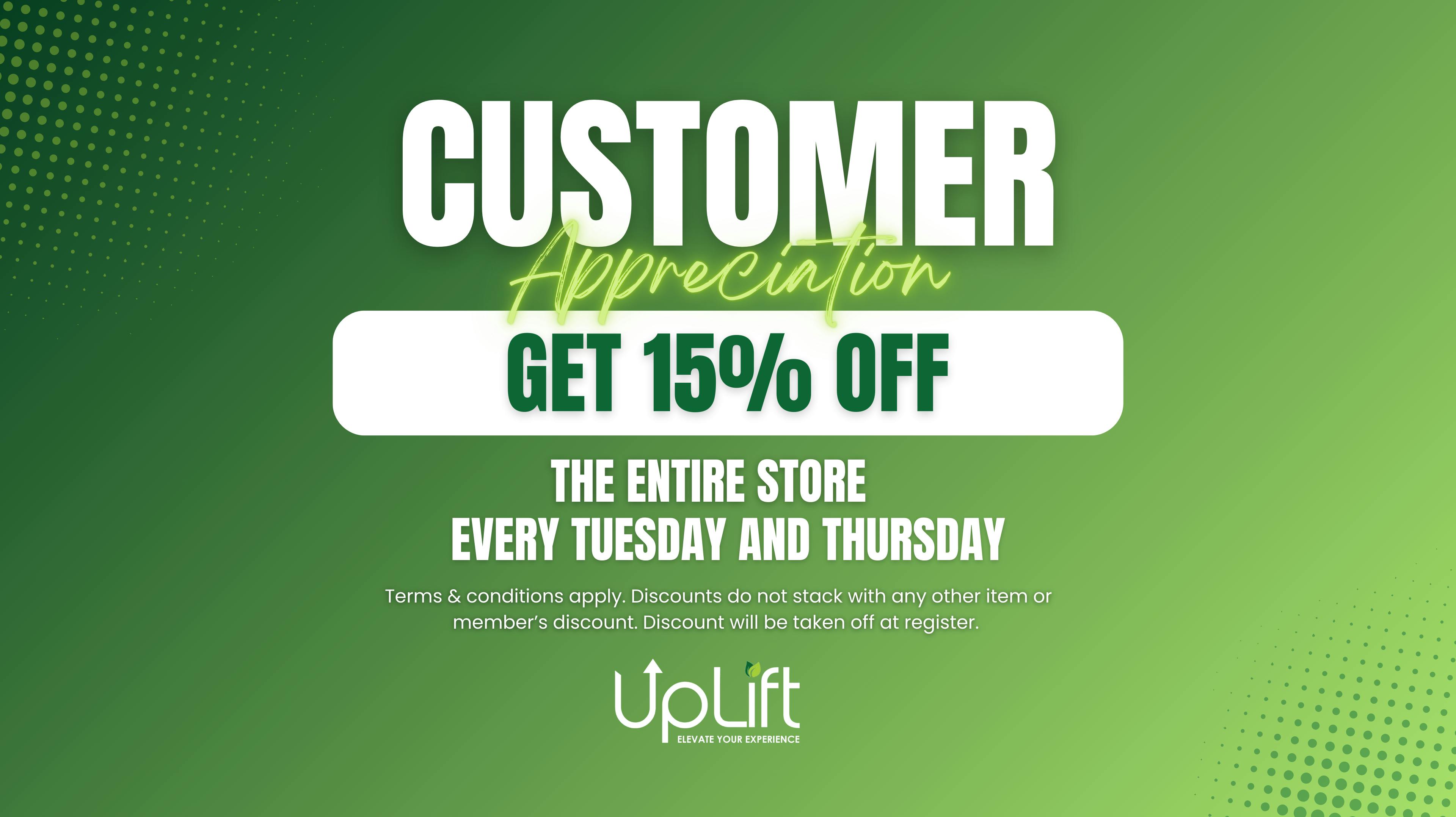 UpLift - Milford Customer Appreciation - 15% OFF