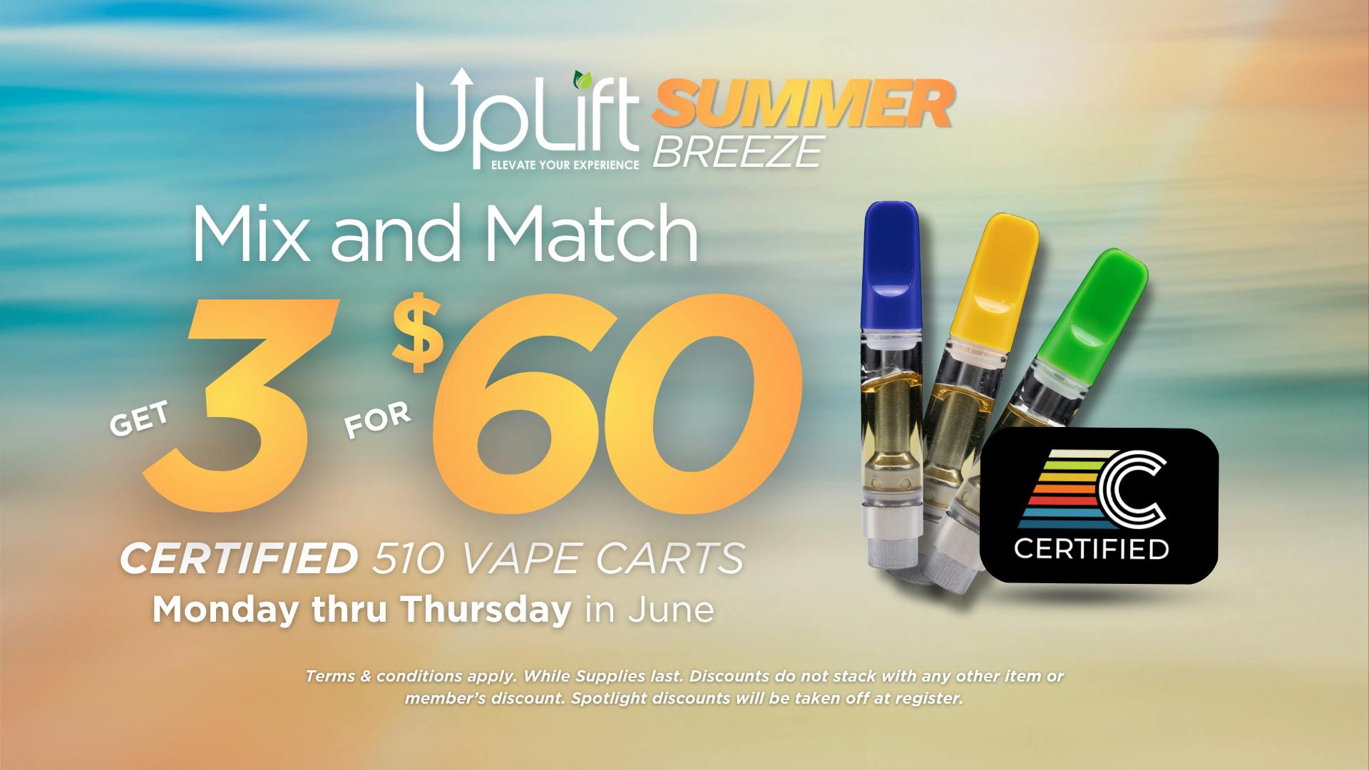 UpLift - Mount Orab Certified 510 Cart Mix & Match | 3 for $60