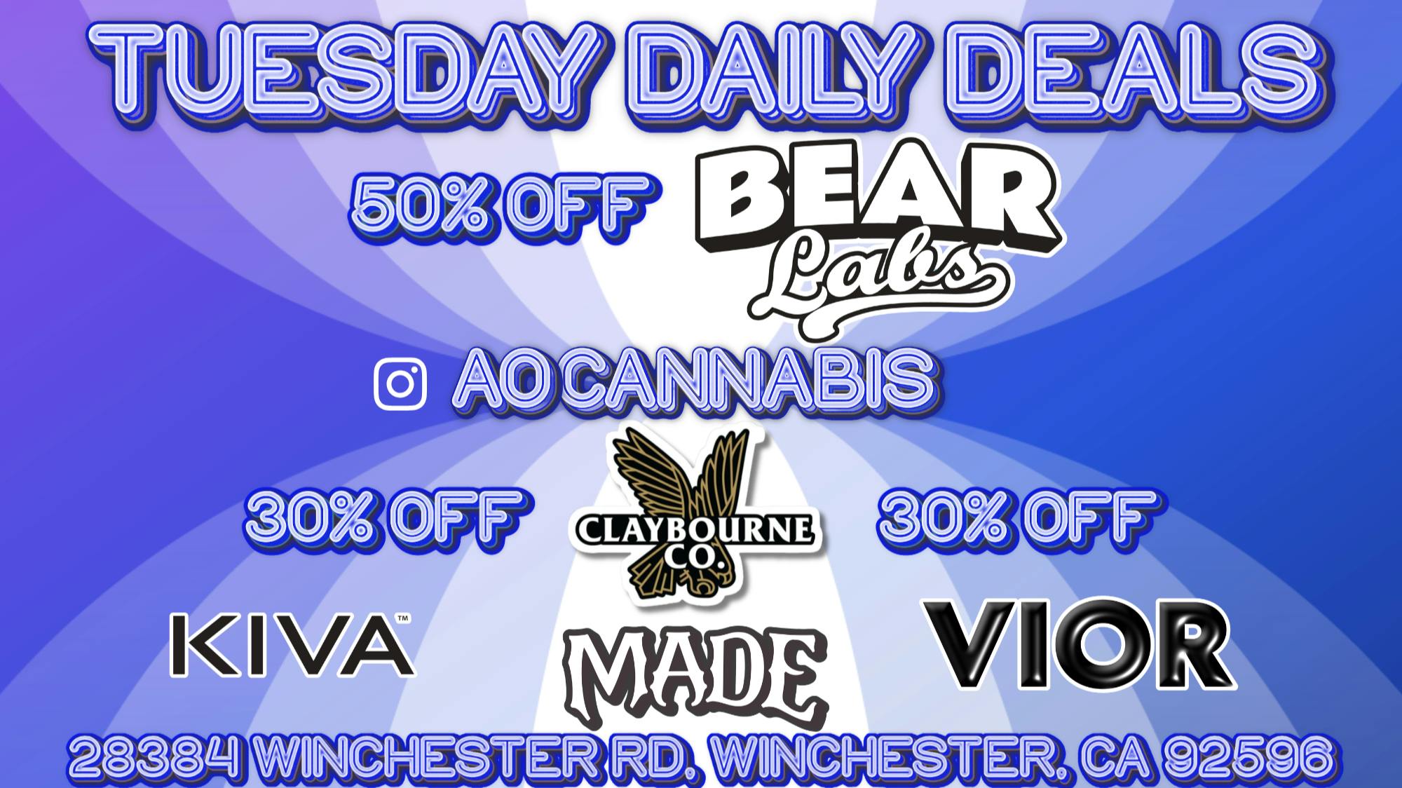 AO CANNABIS TUESDAY DAILY DEALS