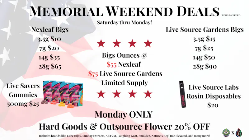 Nexleaf Dispensary - Edmond MEMORIAL WEEKEND DEALS