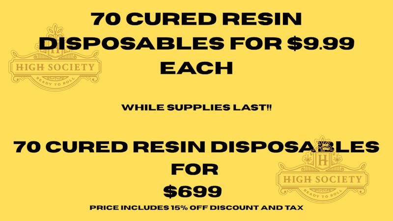 High Society $70 1-gram Cured Resin Disposables-