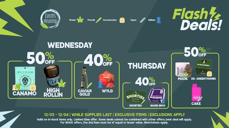 Earth's Healing North 50% Canamo and High Rollin'