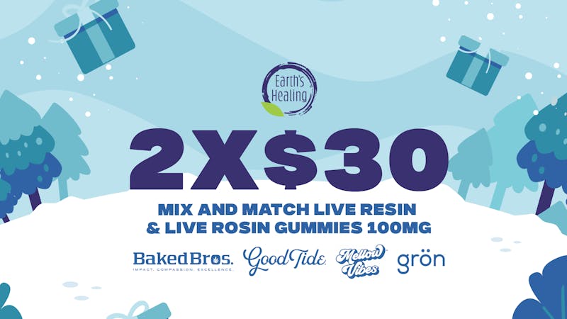 Earth's Healing South 2 For $30 Live Resin and Live Rosin Gummies