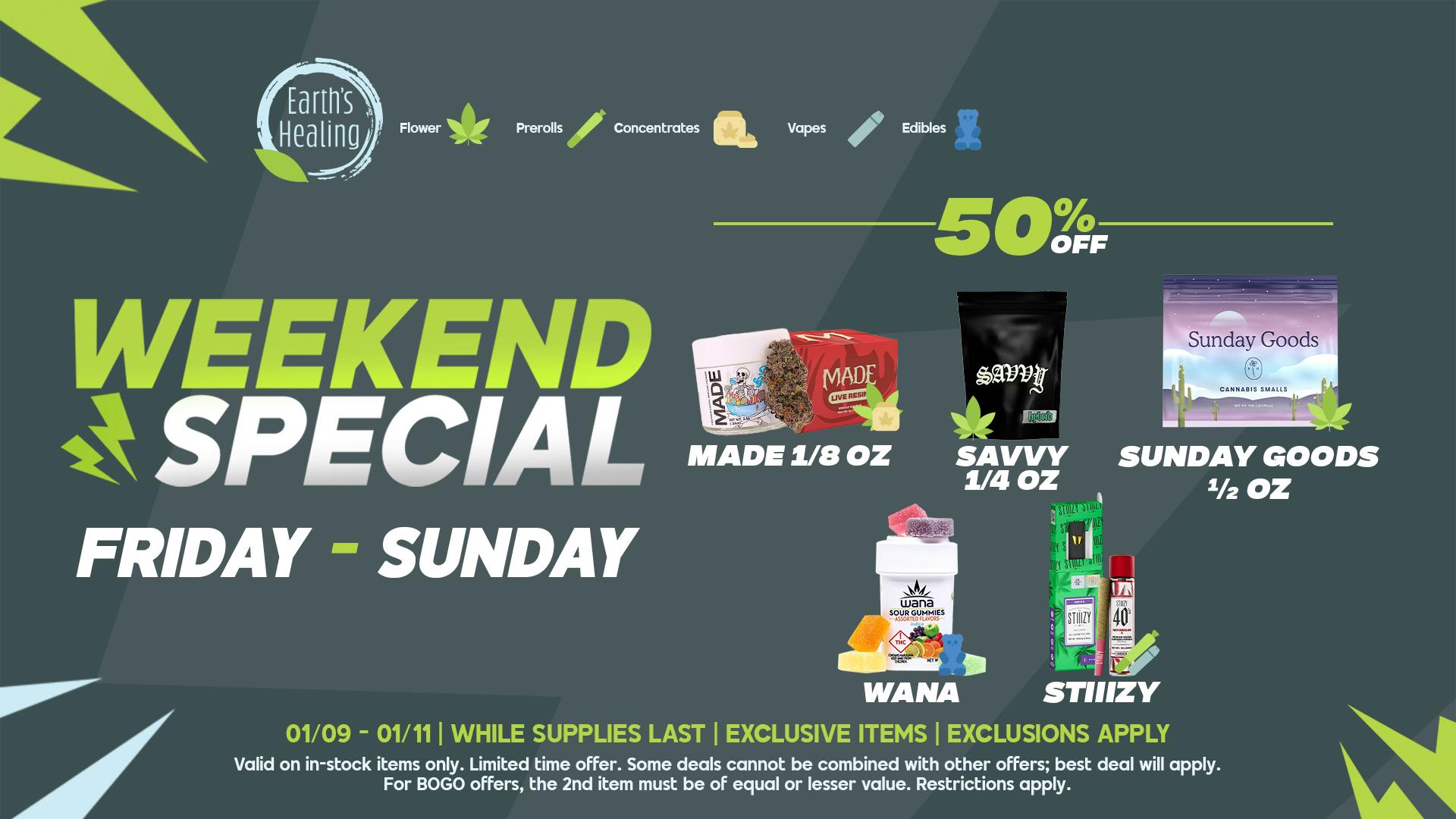 Earth's Healing South 50% Off Weekend Sale