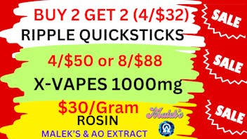 Best High Dispensary RIPPLE 4/$32-8/$88 X-VAPES-$30/G ROSIN Maleks