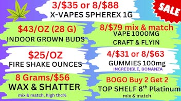 Best High Dispensary $43/OZ BUD-3/$35 X-VAPES-4/$68 VAPES-8G/$56 WAX