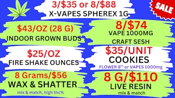 Best High Dispensary $43/OZ BUD-3/$35 X-VAPES-8/$74 VAPES-$35 COOKIES