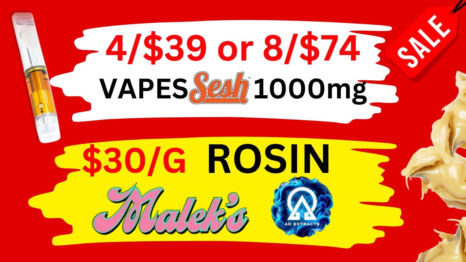 Best High Dispensary *$30/Gram MALEKS ROSIN-4/$39 CRAFT SESH VAPES 1G*