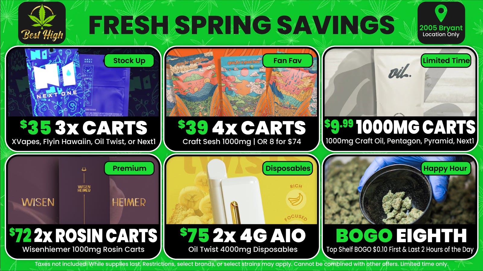 Best High Dispensary - Bryant St 🌱💨 $9.99 Select 1000mg Cartridges! ☀️